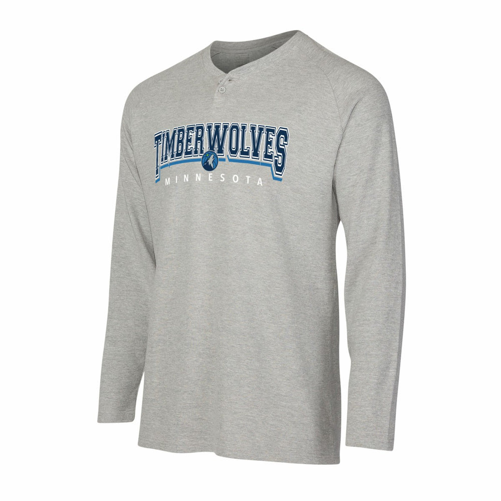 NBA - Minnesota Timberwolves Concepts Sport Hawthorn Thermal Knit Long Sleeve Henley T-Shirt - Gray