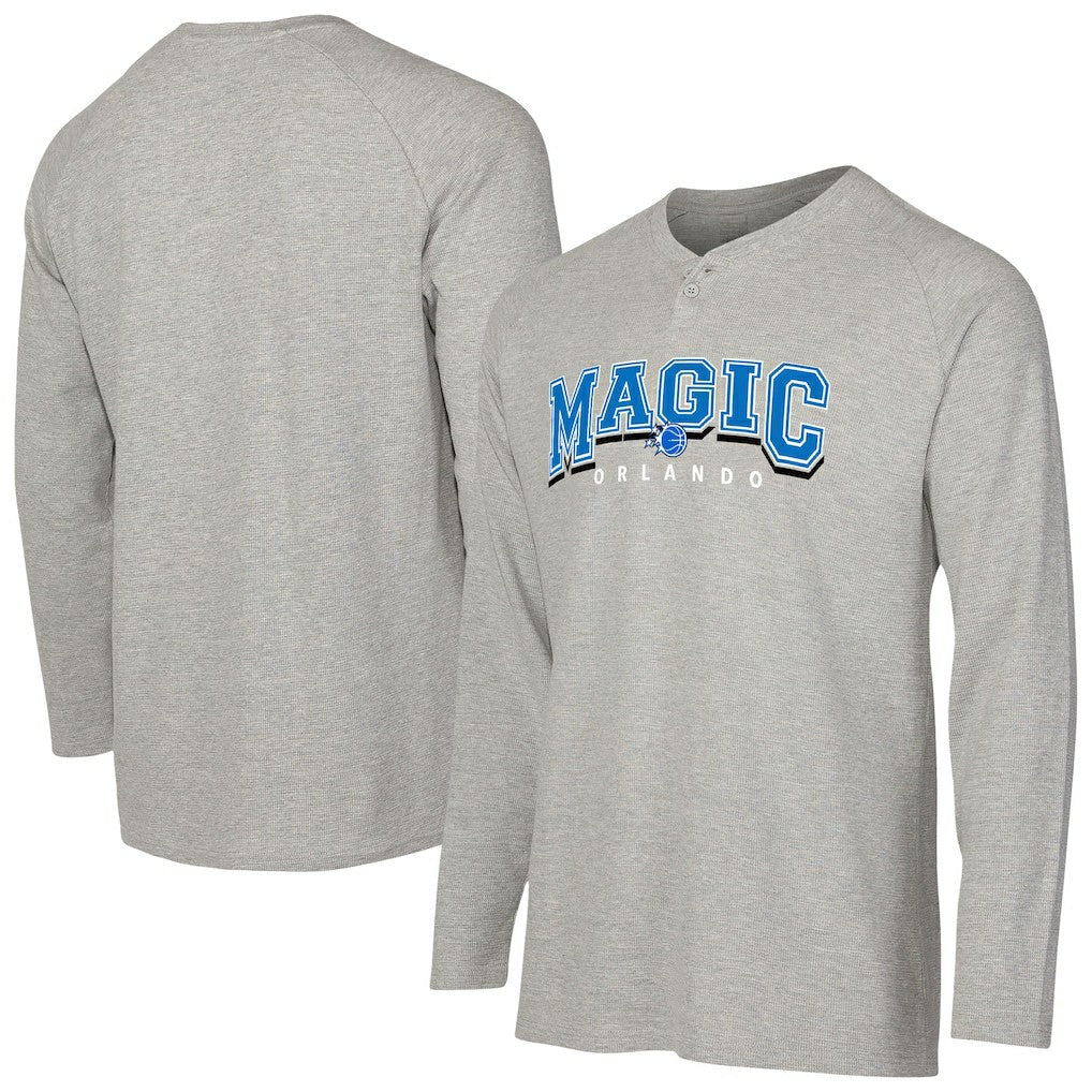 NBA - Orlando Magic Concepts Sport Hawthorn Thermal Knit Long Sleeve Henley T-Shirt - Gray