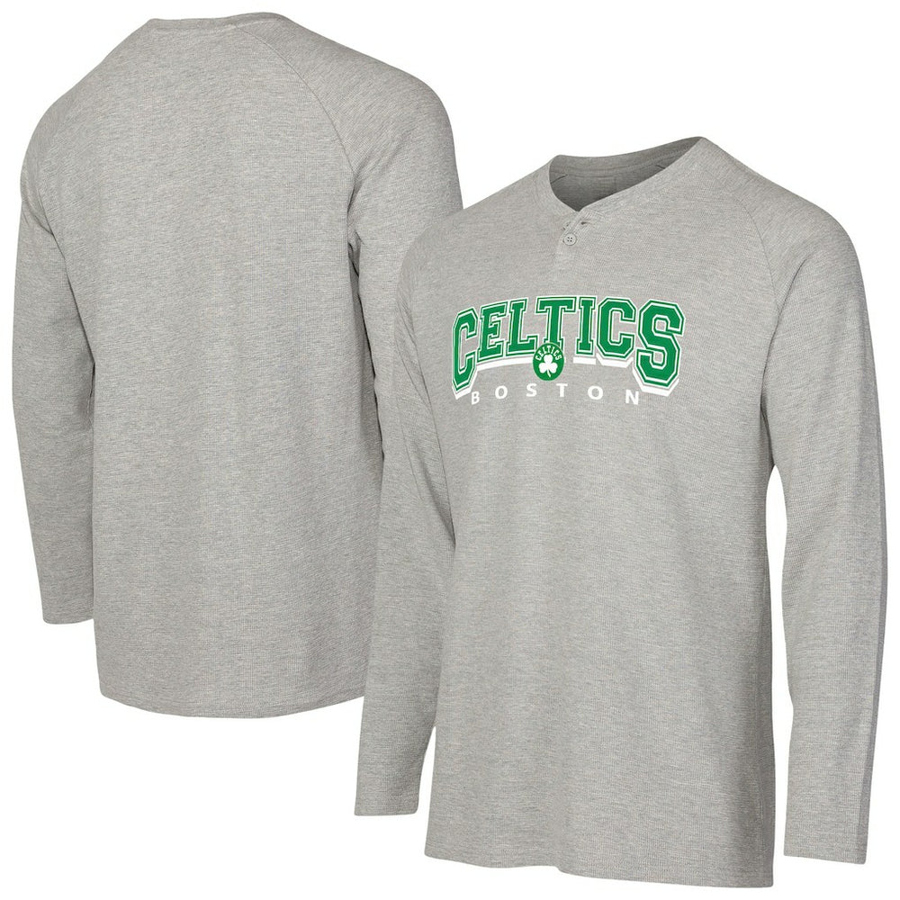 NBA - Boston Celtics Concepts Sport Hawthorn Thermal Knit Long Sleeve Henley T-Shirt - Gray