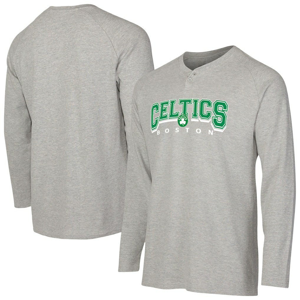NBA - Boston Celtics Concepts Sport Hawthorn Thermal Knit Long Sleeve Henley T-Shirt - Gray
