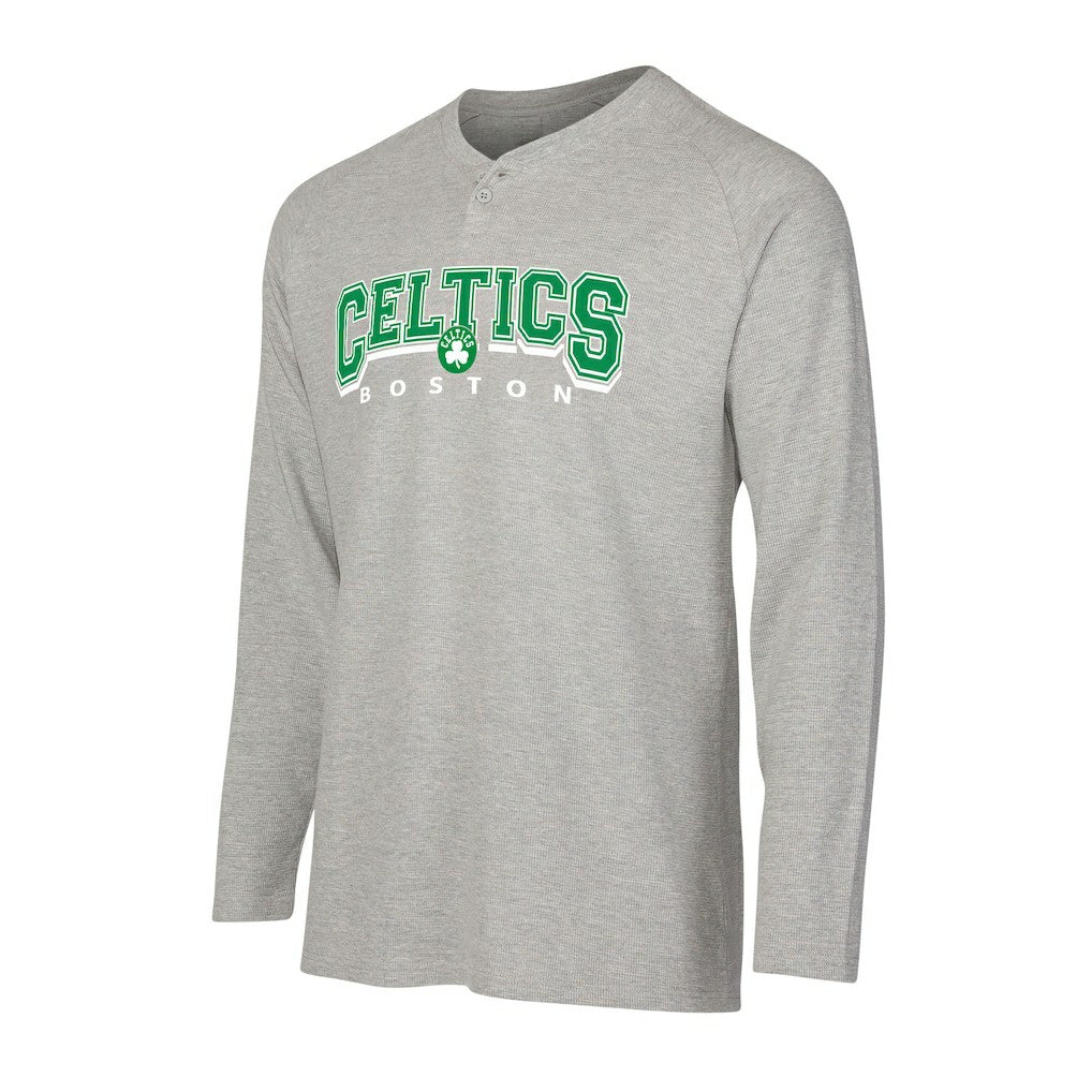 NBA - Boston Celtics Concepts Sport Hawthorn Thermal Knit Long Sleeve Henley T-Shirt - Gray