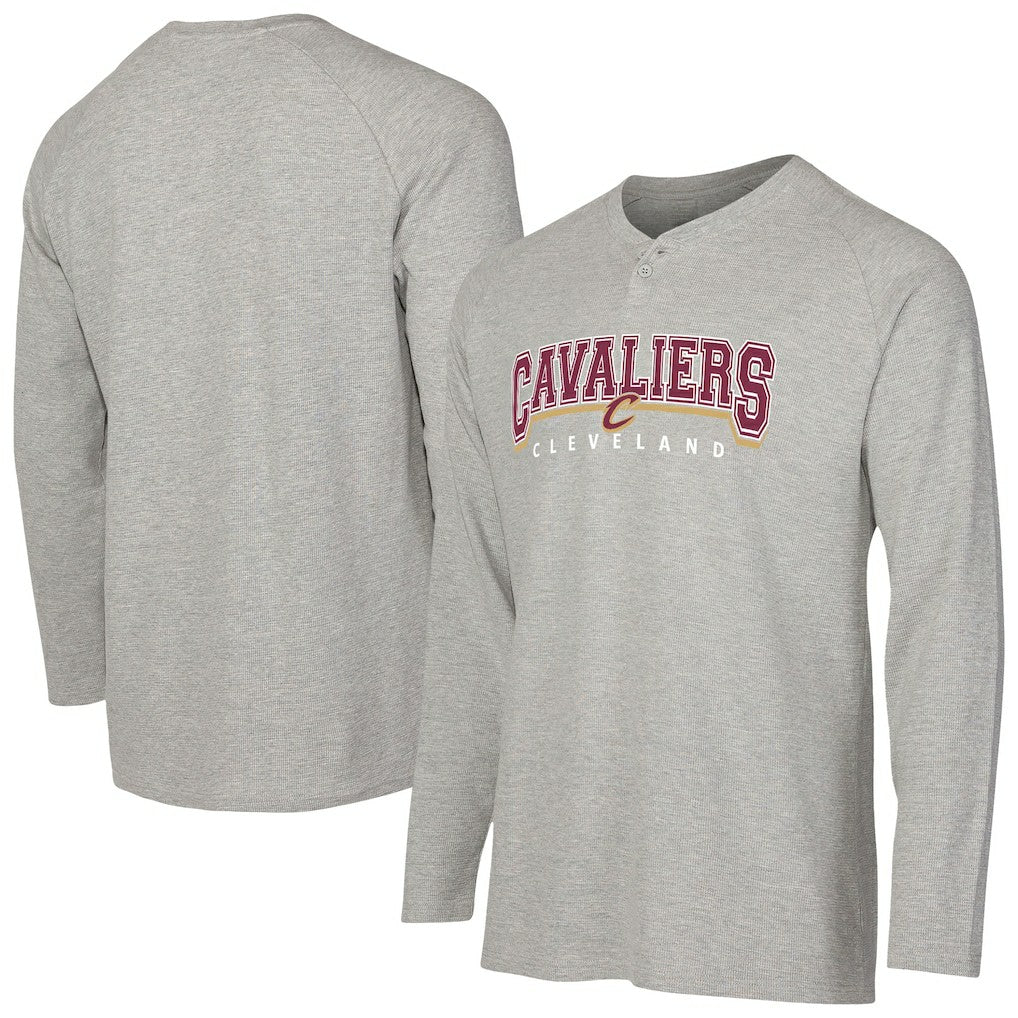NBA - Cleveland Cavaliers Concepts Sport Hawthorn Thermal Knit Long Sleeve Henley T-Shirt - Gray