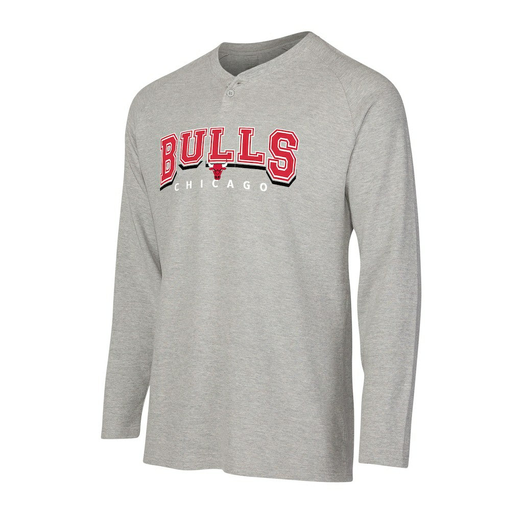 NBA - Chicago Bulls Concepts Sport Hawthorn Thermal Knit Long Sleeve Henley T-Shirt - Gray