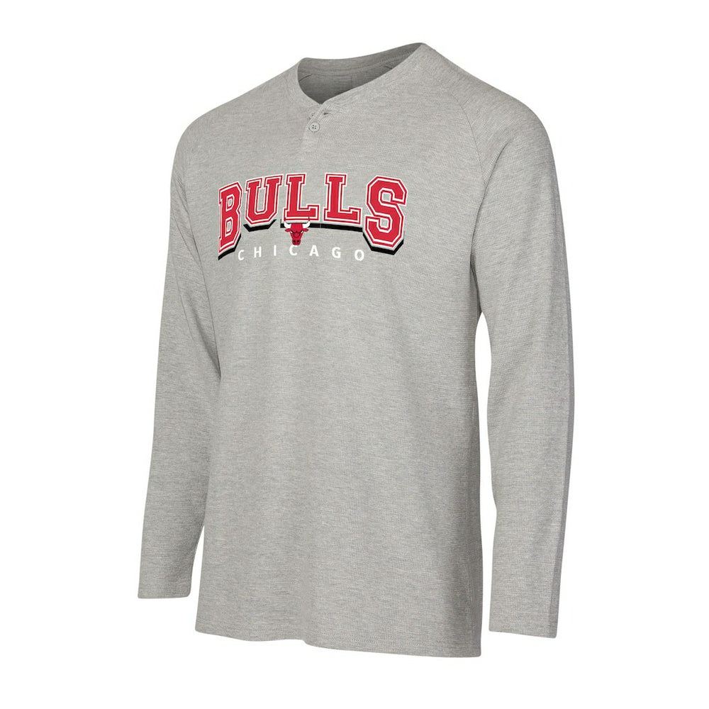 NBA - Chicago Bulls Concepts Sport Hawthorn Thermal Knit Long Sleeve Henley T-Shirt - Gray