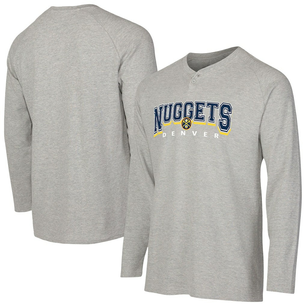 NBA - Denver Nuggets Concepts Sport Hawthorn Thermal Knit Long Sleeve Henley T-Shirt - Gray