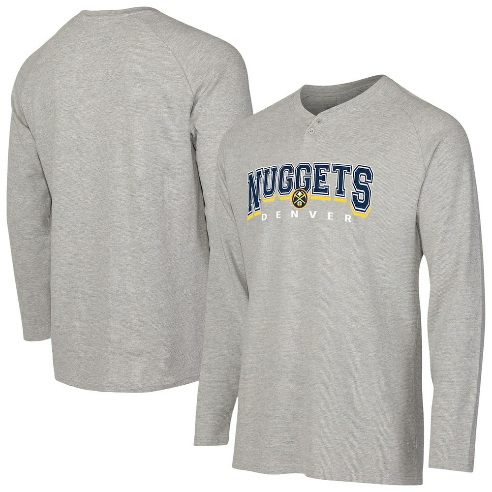 NBA - Denver Nuggets Concepts Sport Hawthorn Thermal Knit Long Sleeve Henley T-Shirt - Gray