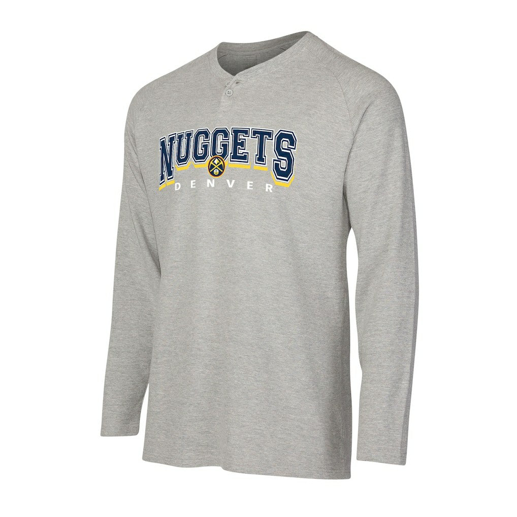 NBA - Denver Nuggets Concepts Sport Hawthorn Thermal Knit Long Sleeve Henley T-Shirt - Gray
