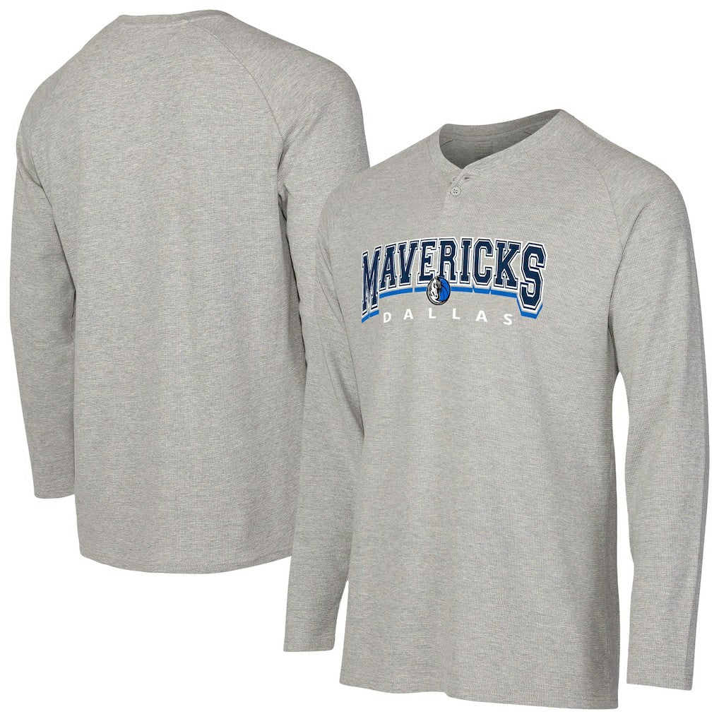 NBA - Dallas Mavericks Concepts Sport Hawthorn Thermal Knit Long Sleeve Henley T-Shirt - Gray