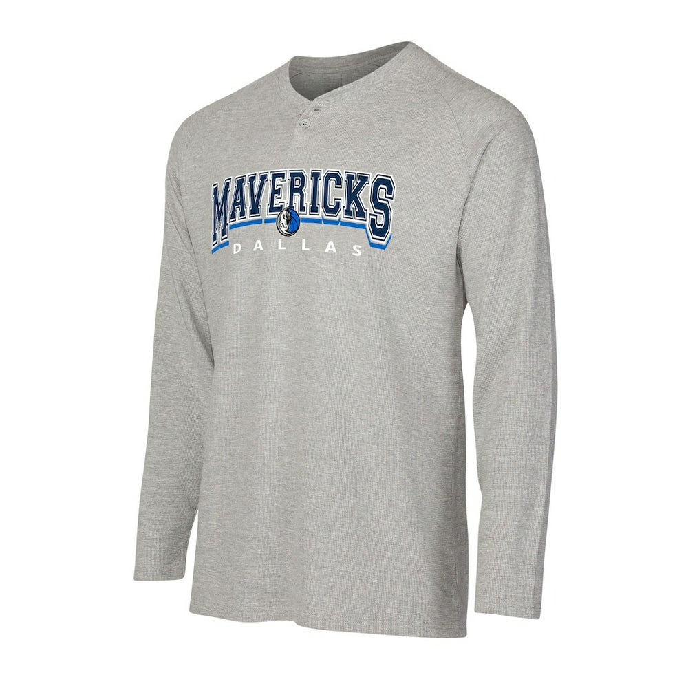 NBA - Dallas Mavericks Concepts Sport Hawthorn Thermal Knit Long Sleeve Henley T-Shirt - Gray