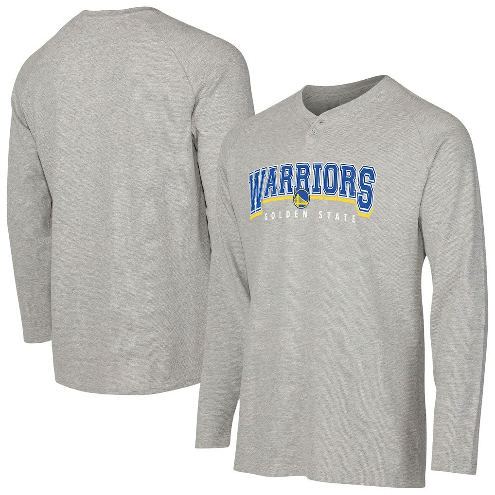 NBA - Golden State Warriors Concepts Sport Hawthorn Thermal Knit Long Sleeve Henley T-Shirt - Gray