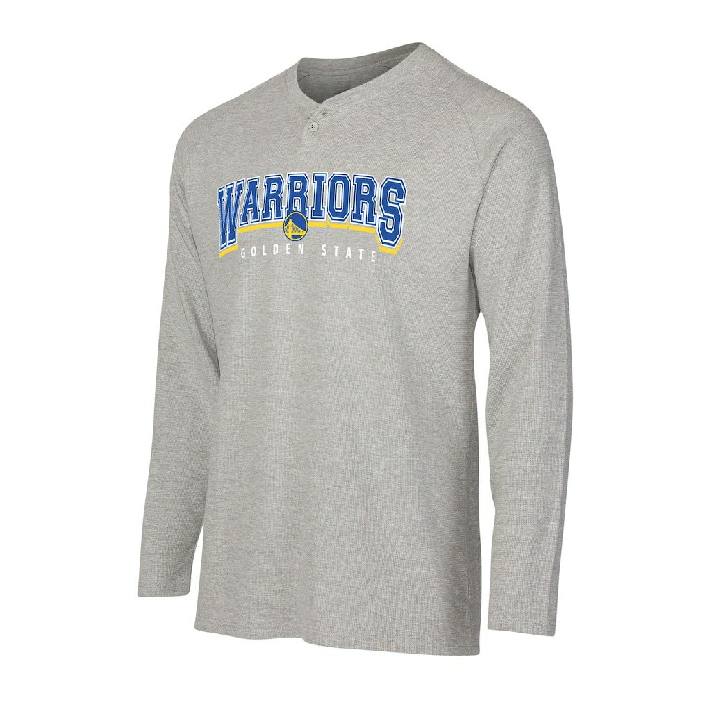 NBA - Golden State Warriors Concepts Sport Hawthorn Thermal Knit Long Sleeve Henley T-Shirt - Gray