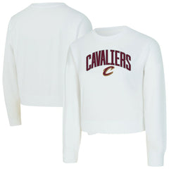 NBA - Cleveland Cavaliers Concepts Sport Women's Laney Chenille Cropped Long Sleeve T-Shirt - White