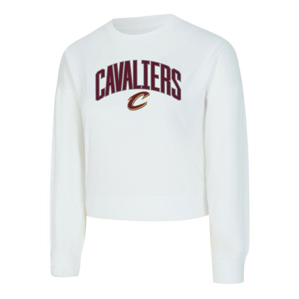 NBA - Cleveland Cavaliers Concepts Sport Women's Laney Chenille Cropped Long Sleeve T-Shirt - White