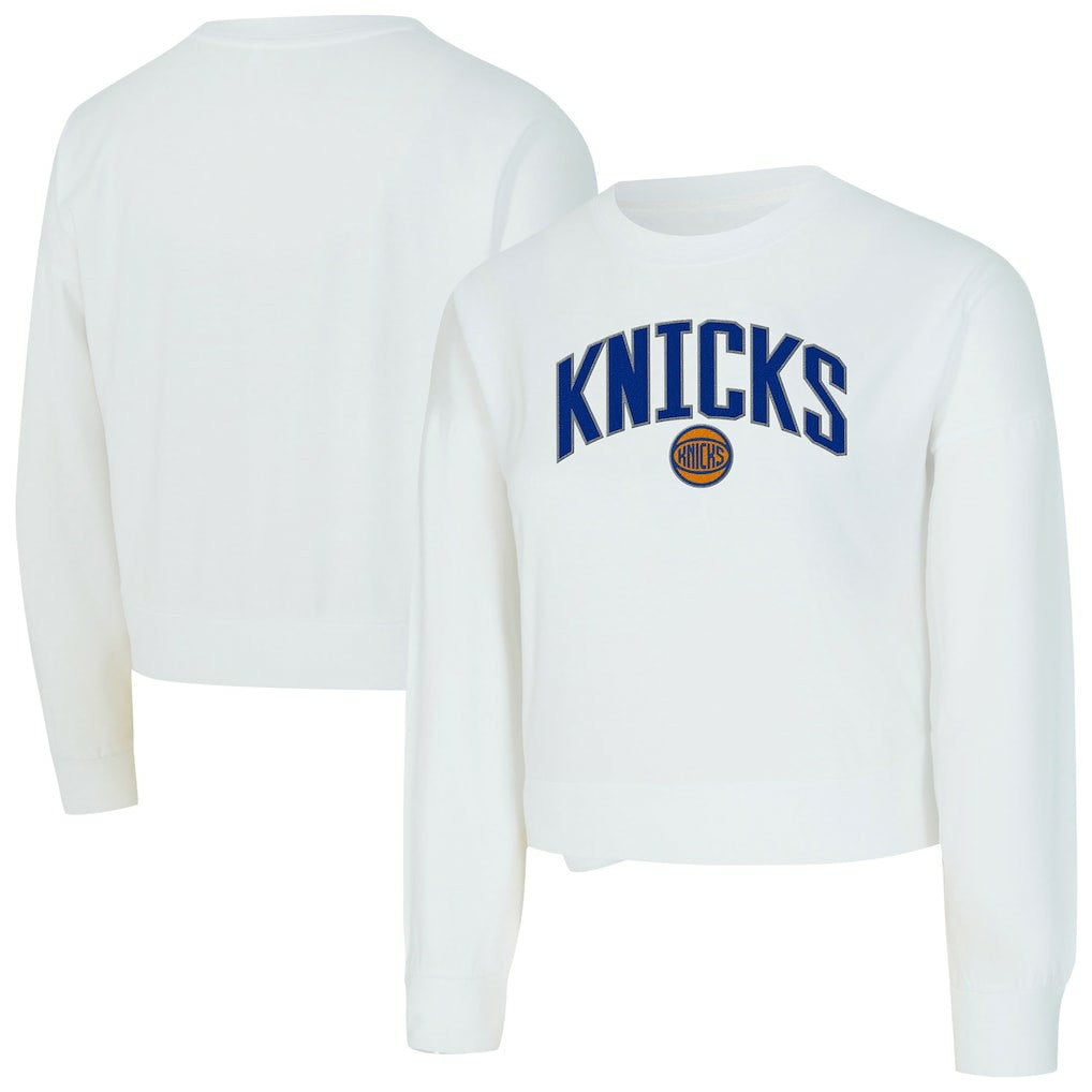 NBA - New York Knicks Concepts Sport Women's Laney Chenille Cropped Long Sleeve T-Shirt - White