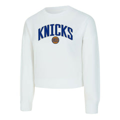 NBA - New York Knicks Concepts Sport Women's Laney Chenille Cropped Long Sleeve T-Shirt - White