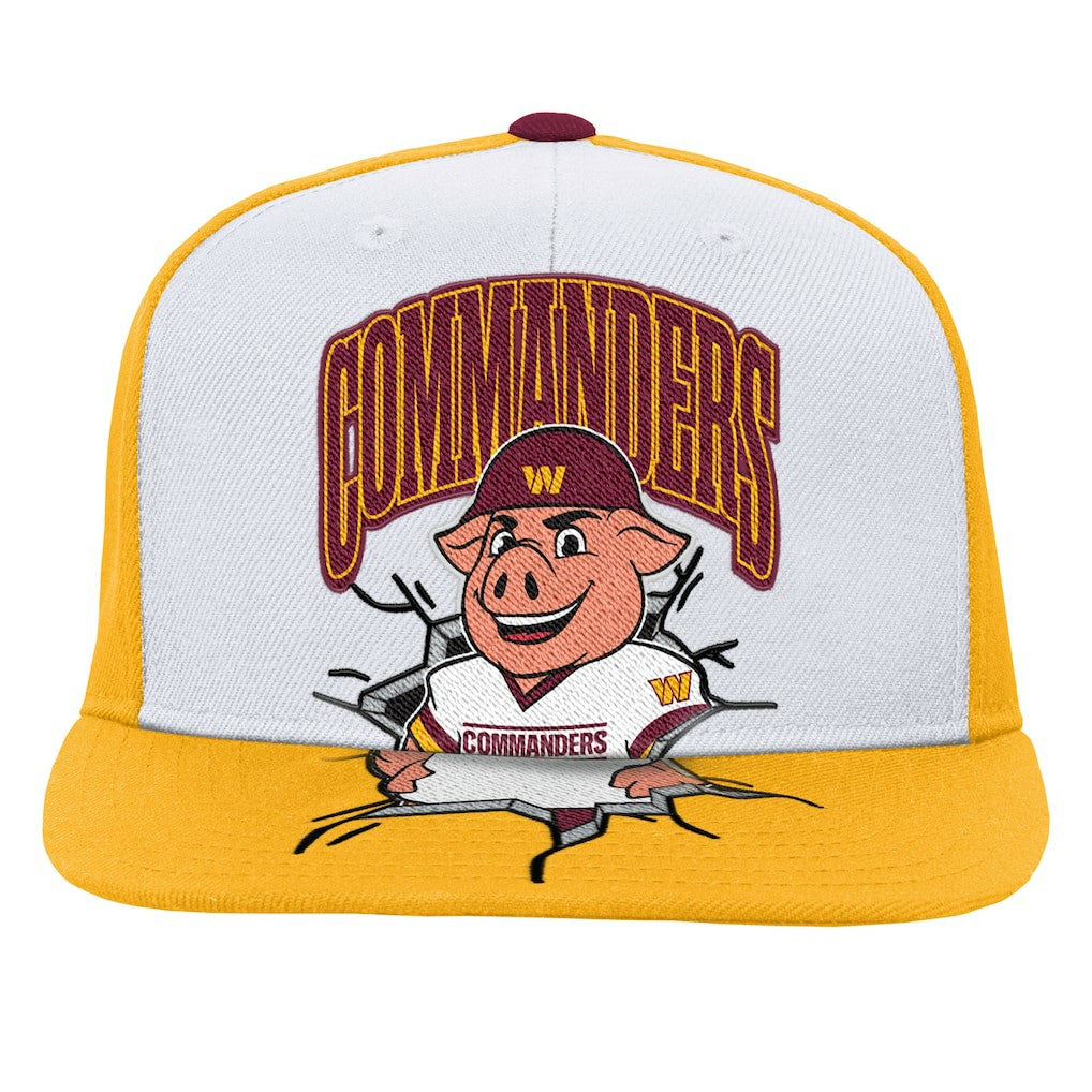 Washington Commanders Youth Team Mascot Snapback Hat White - Mitchell & Ness