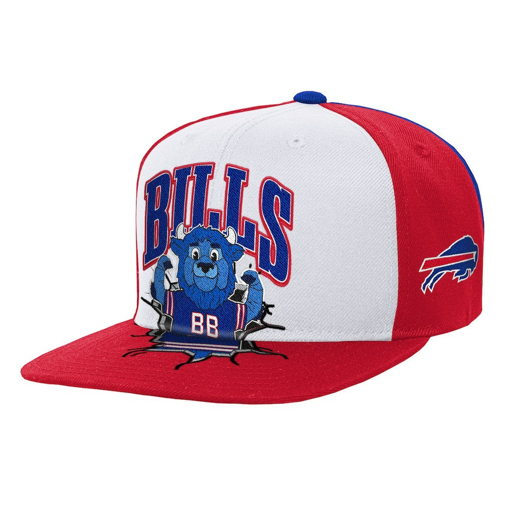 Buffalo Bills Youth Team Mascot Snapback Hat White - Mitchell & Ness