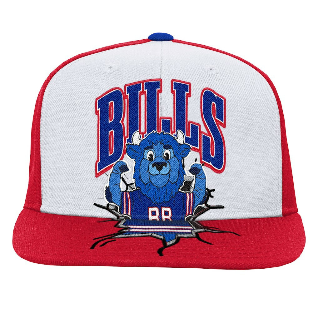 Buffalo Bills Youth Team Mascot Snapback Hat White - Mitchell & Ness