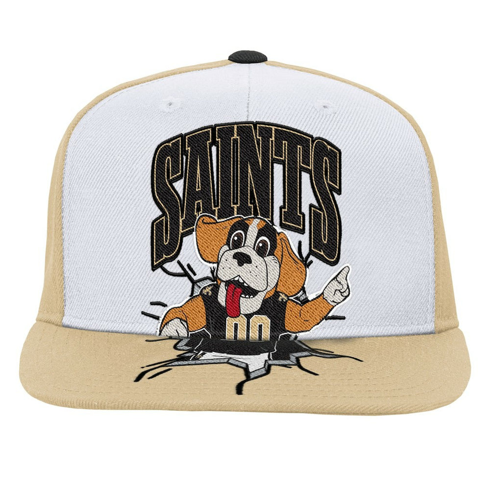 New Orleans Saints Youth Team Mascot Snapback Hat White - Mitchell & Ness