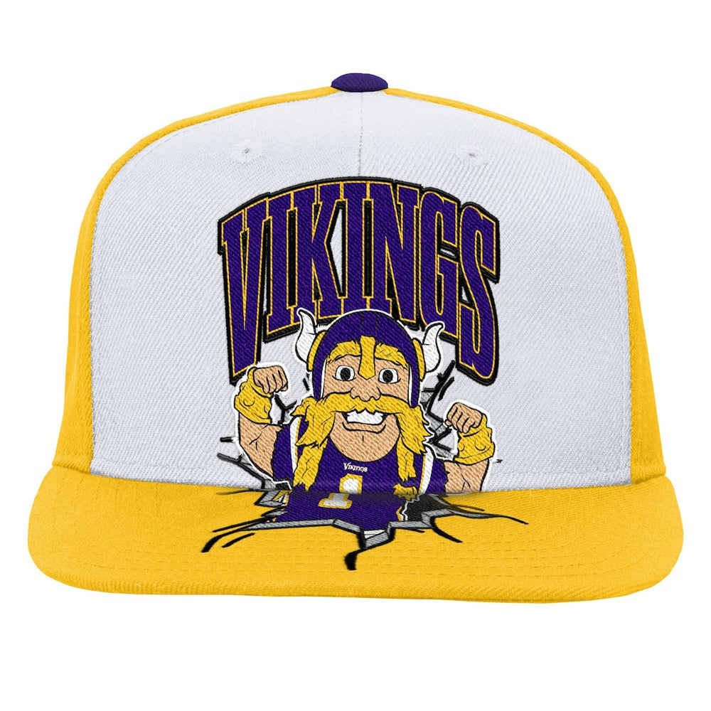 Minnesota Vikings Youth Team Mascot Snapback Hat White - Mitchell & Ness