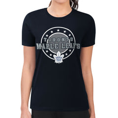 Toronto Maple Leafs - G-III 4Her by Carl Banks Women's Super-Slim Lightweight Pinstripe Circle Graphic T-Shirt Navy