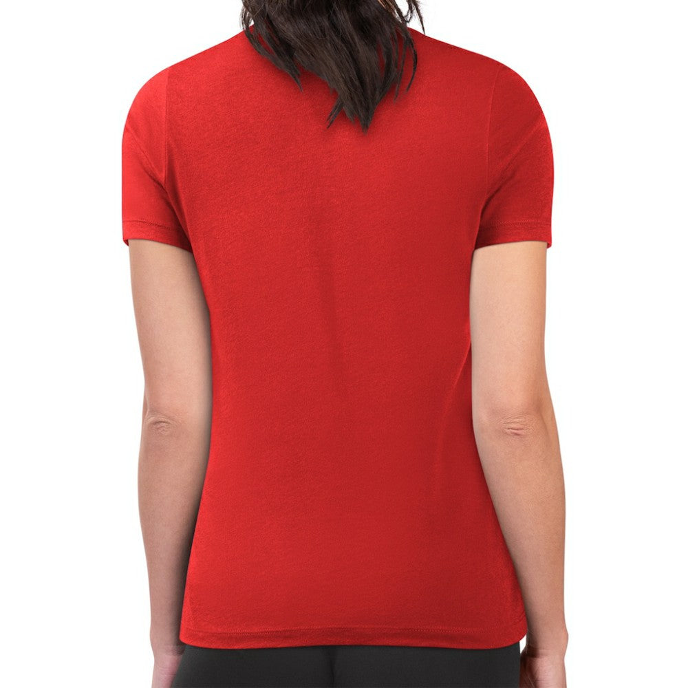 Calgary Flames - G-III 4Her by Carl Banks Women's Super-Slim Lightweight Pinstripe Circle Graphic T-Shirt Red