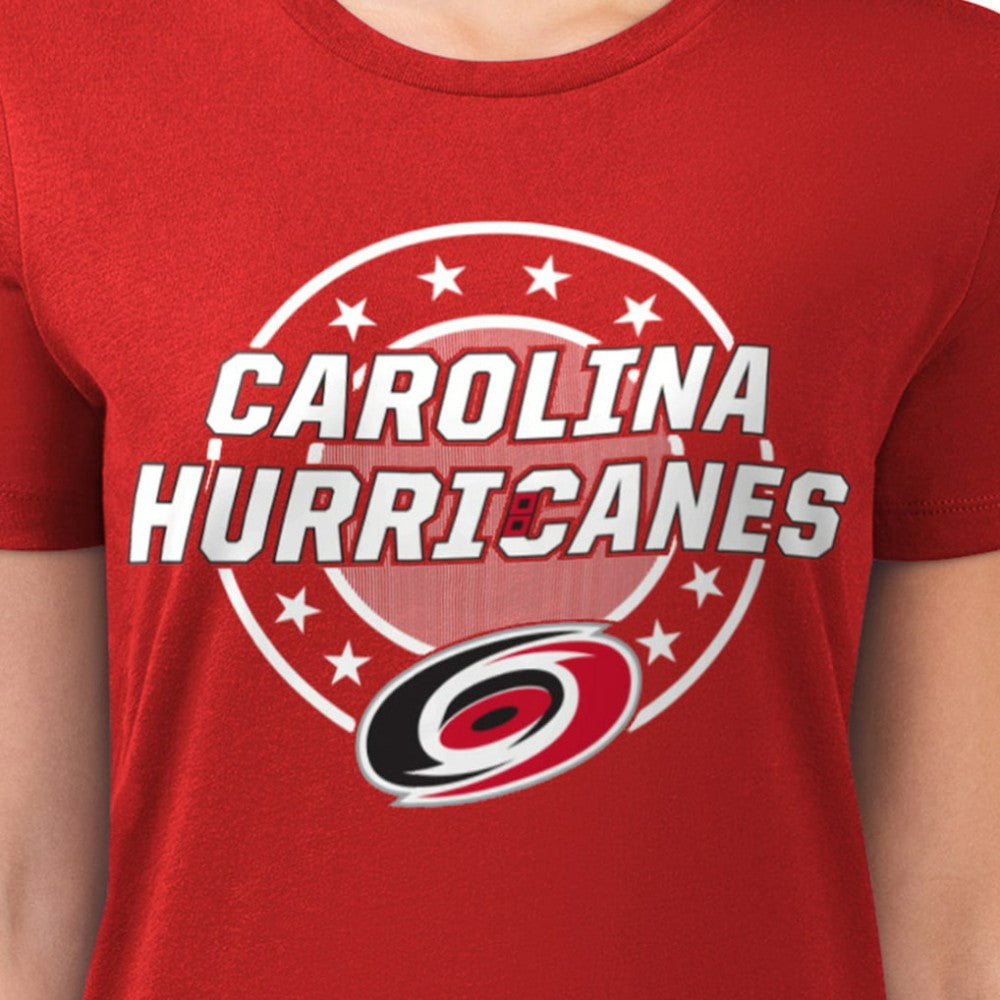 Carolina Hurricanes - G-III 4Her by Carl Banks Women's Super-Slim Lightweight Pinstripe Circle Graphic T-Shirt Red