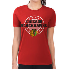 Chicago Blackhawks G-III 4Her by Carl Banks Women's Super-Slim Lightweight Pinstripe Circle Graphic T-Shirt Red