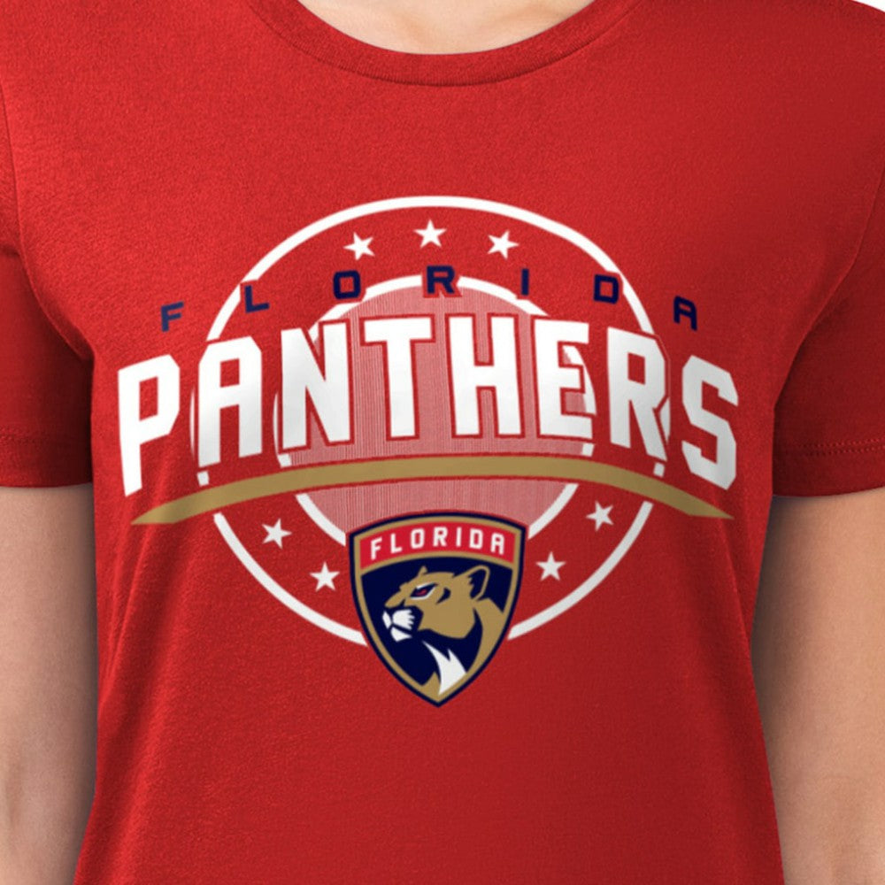 Florida Panthers - G-III 4Her by Carl Banks Women's Super-Slim Lightweight Pinstripe Circle Graphic T-Shirt Red