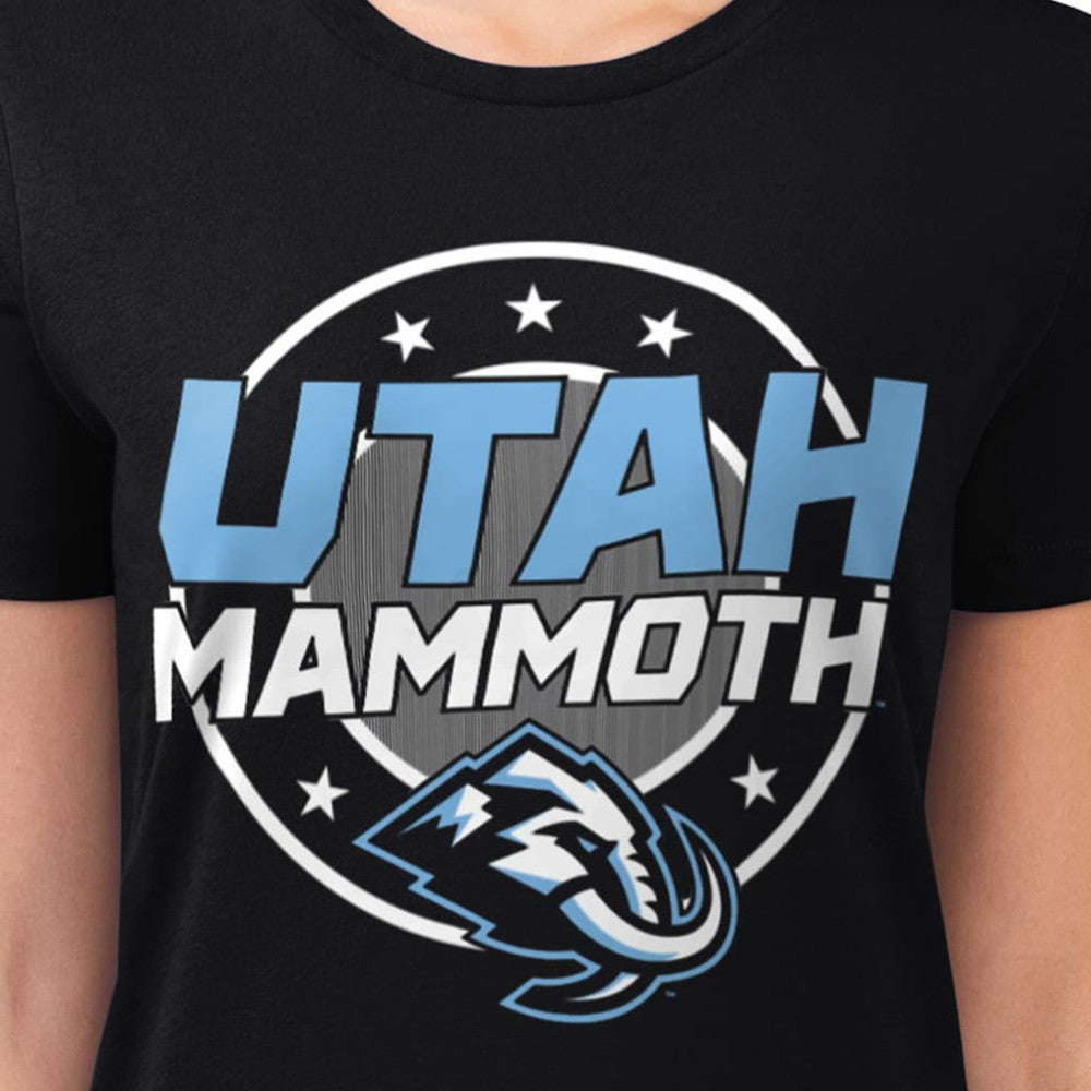 Utah Mammoth - G-III 4Her by Carl Banks Women's Super-Slim Lightweight Pinstripe Circle Graphic T-Shirt Black