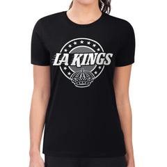 Los Angeles Kings - G-III 4Her by Carl Banks Women's Super-Slim Lightweight Pinstripe Circle Graphic T-Shirt Black