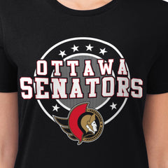 Ottawa Senators - G-III 4Her by Carl Banks Women's Super-Slim Lightweight Pinstripe Circle Graphic T-Shirt Black