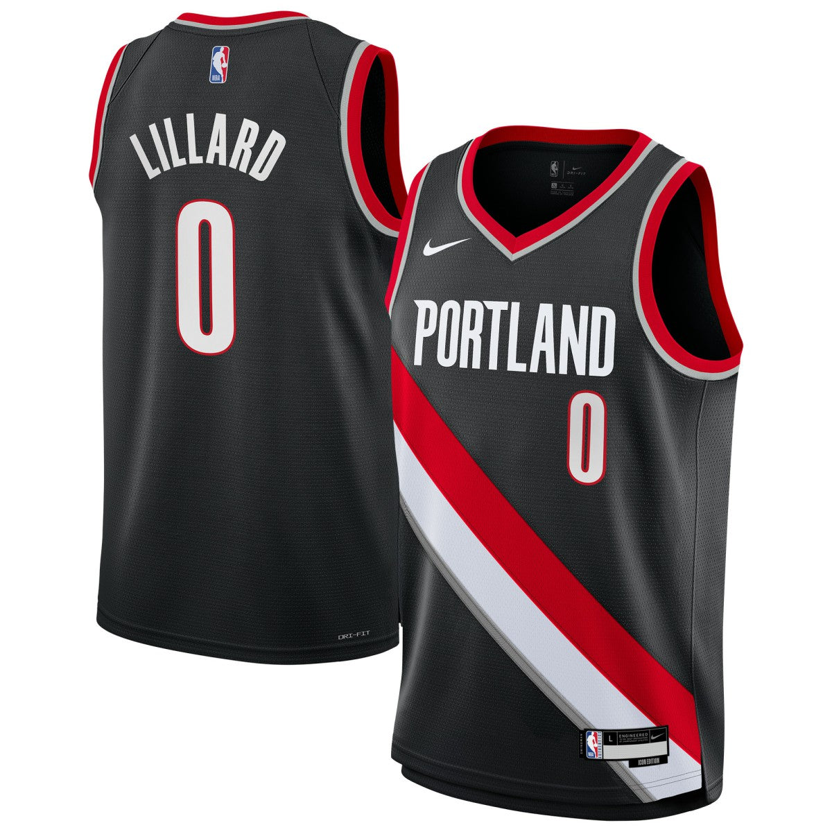 Nike - Damian Lillard Portland Trail Blazers Youth Swingman Jersey - Icon Edition - Black
