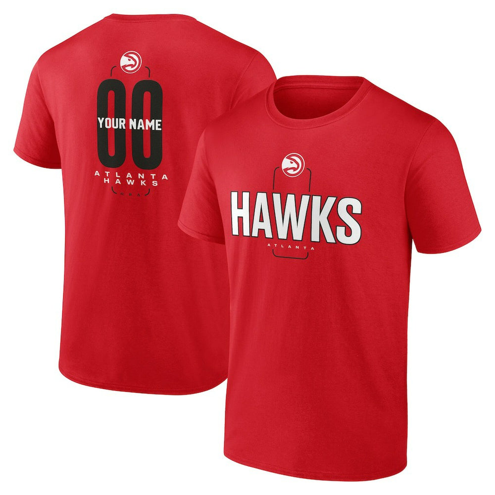 NBA - Atlanta Hawks Center Court Name & Number Custom T-Shirt - Red