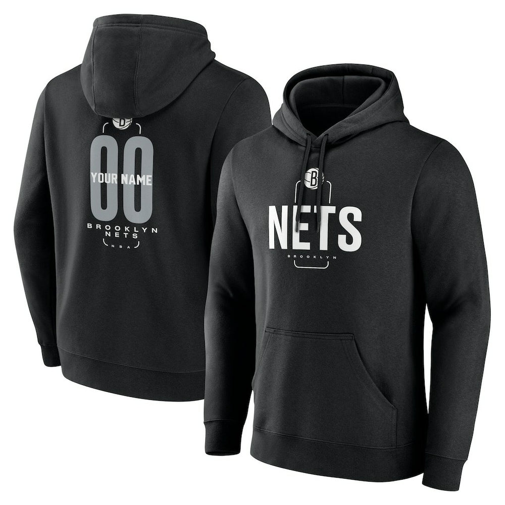 NBA - Brooklyn Nets Center Court Name & Number Custom Hoodie - Black