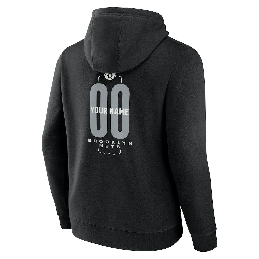 NBA - Brooklyn Nets Center Court Name & Number Custom Hoodie - Black