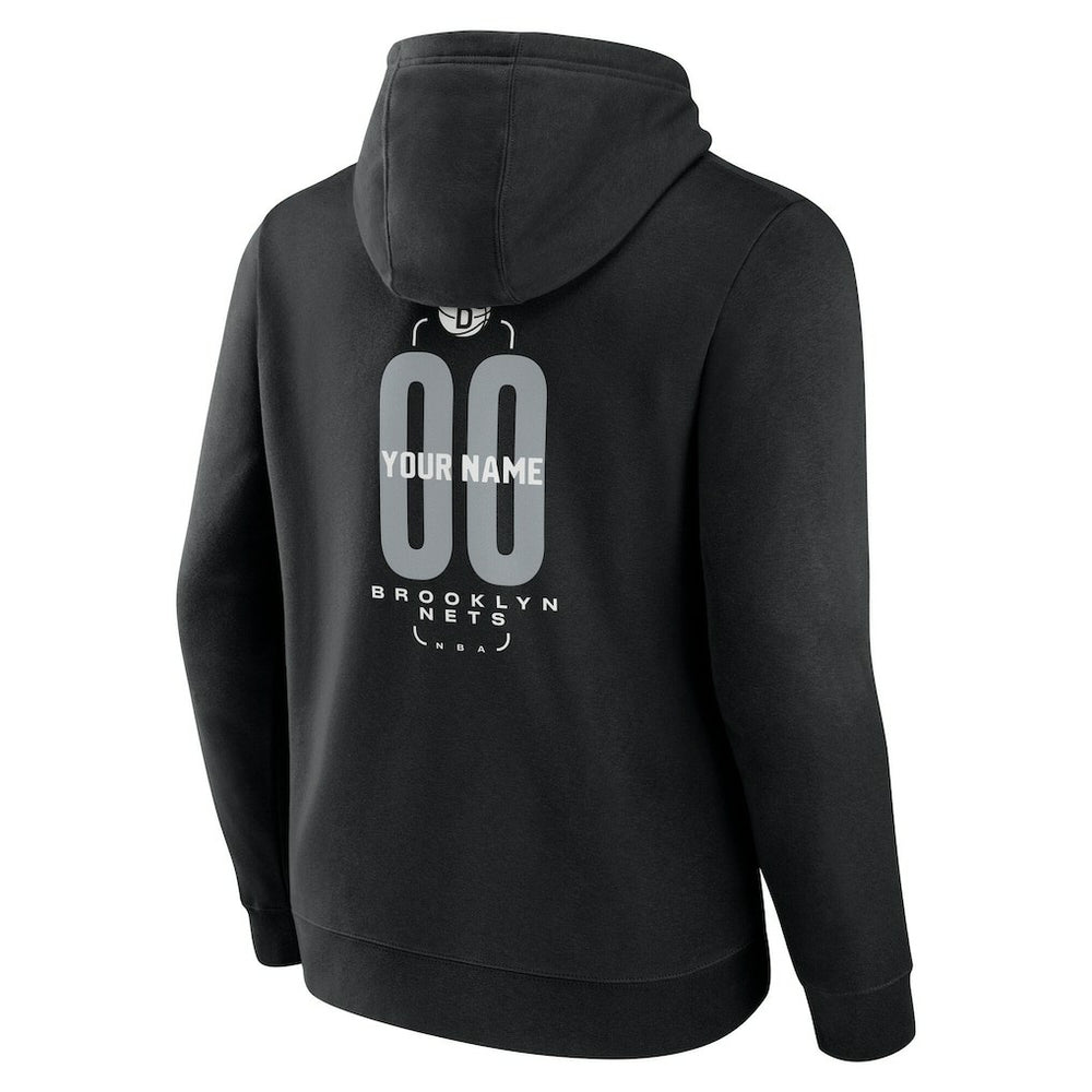 NBA - Brooklyn Nets Center Court Name & Number Custom Hoodie - Black