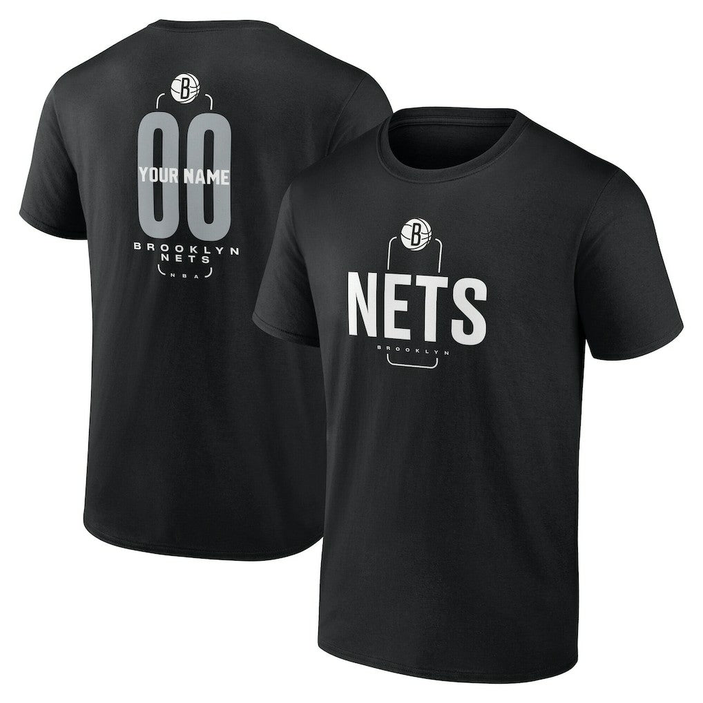 NBA - Brooklyn Nets Center Court Name & Number Custom T-Shirt - Black