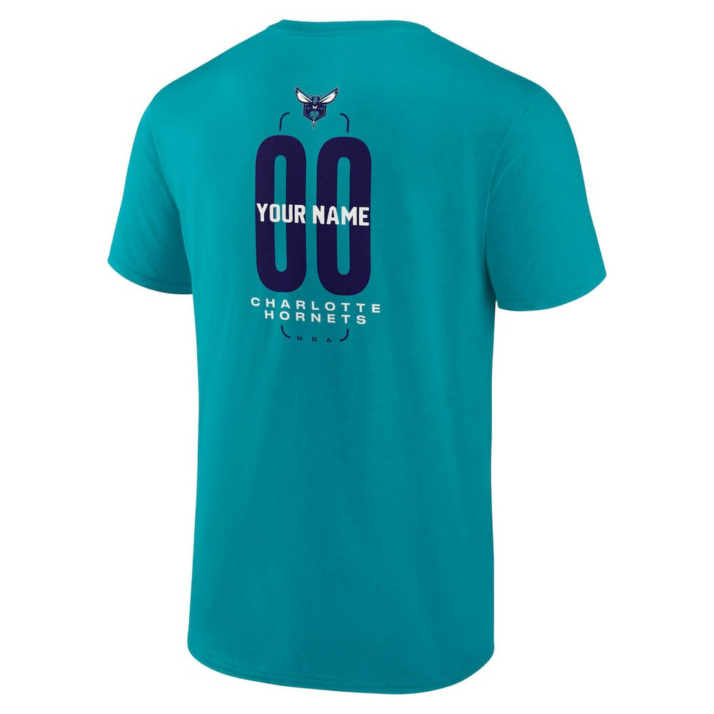 NBA - Charlotte Hornets Center Court Name & Number Custom T-Shirt - Teal