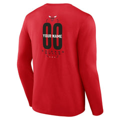 NBA - Chicago Bulls Center Court Name & Number Custom Long Sleeve T-Shirt - Red