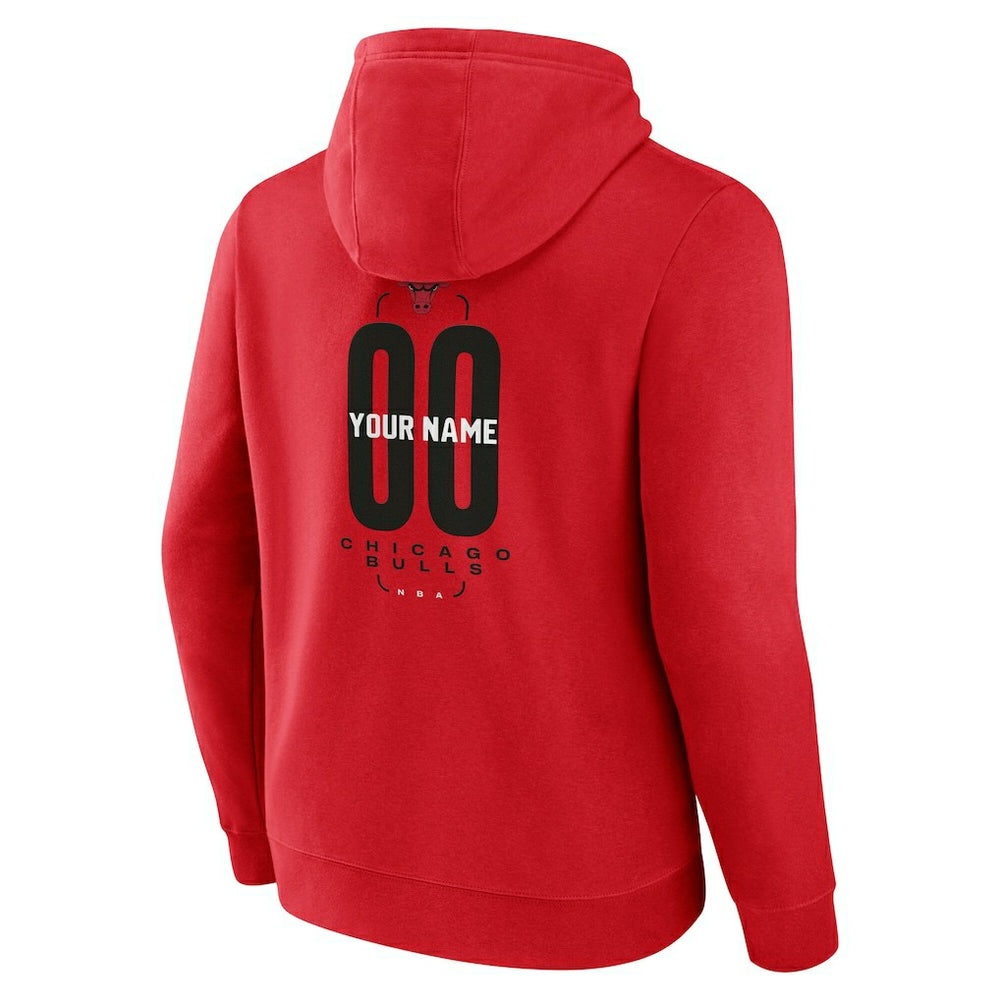 NBA - Chicago Bulls Center Court Name & Number Custom Hoodie - Red