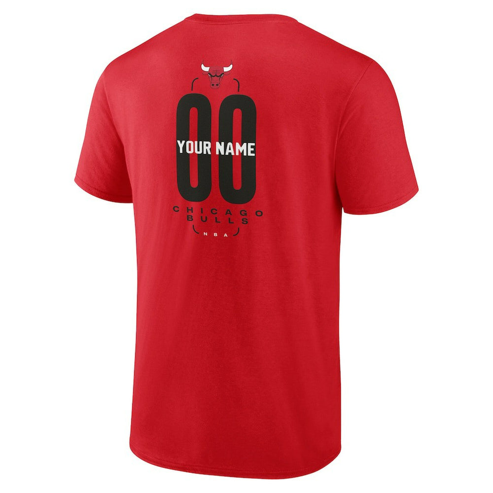 NBA - Chicago Bulls Center Court Name & Number Custom T-Shirt - Red