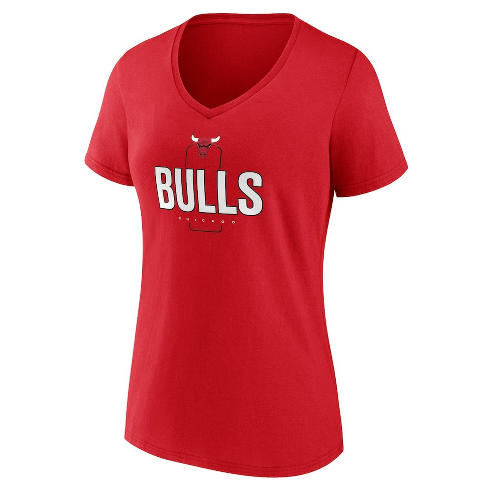 NBA - Chicago Bulls Women's Center Court Name & Number Custom V-Neck T-Shirt - Red