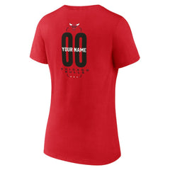 NBA - Chicago Bulls Women's Center Court Name & Number Custom V-Neck T-Shirt - Red