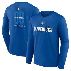 NBA - Dallas Mavericks Center Court Name & Number Custom Long Sleeve T-Shirt - Blue