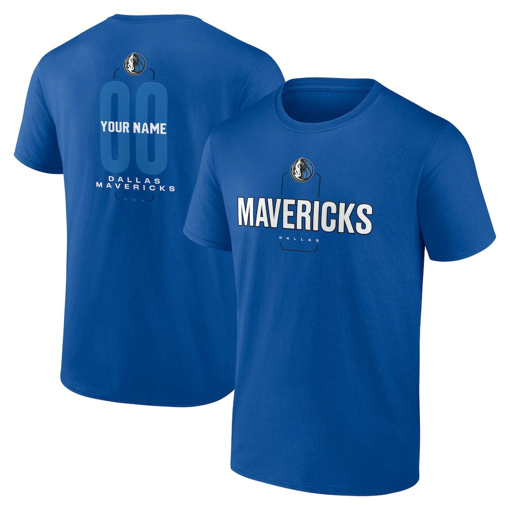 NBA - Dallas Mavericks Center Court Name & Number Custom T-Shirt - Blue