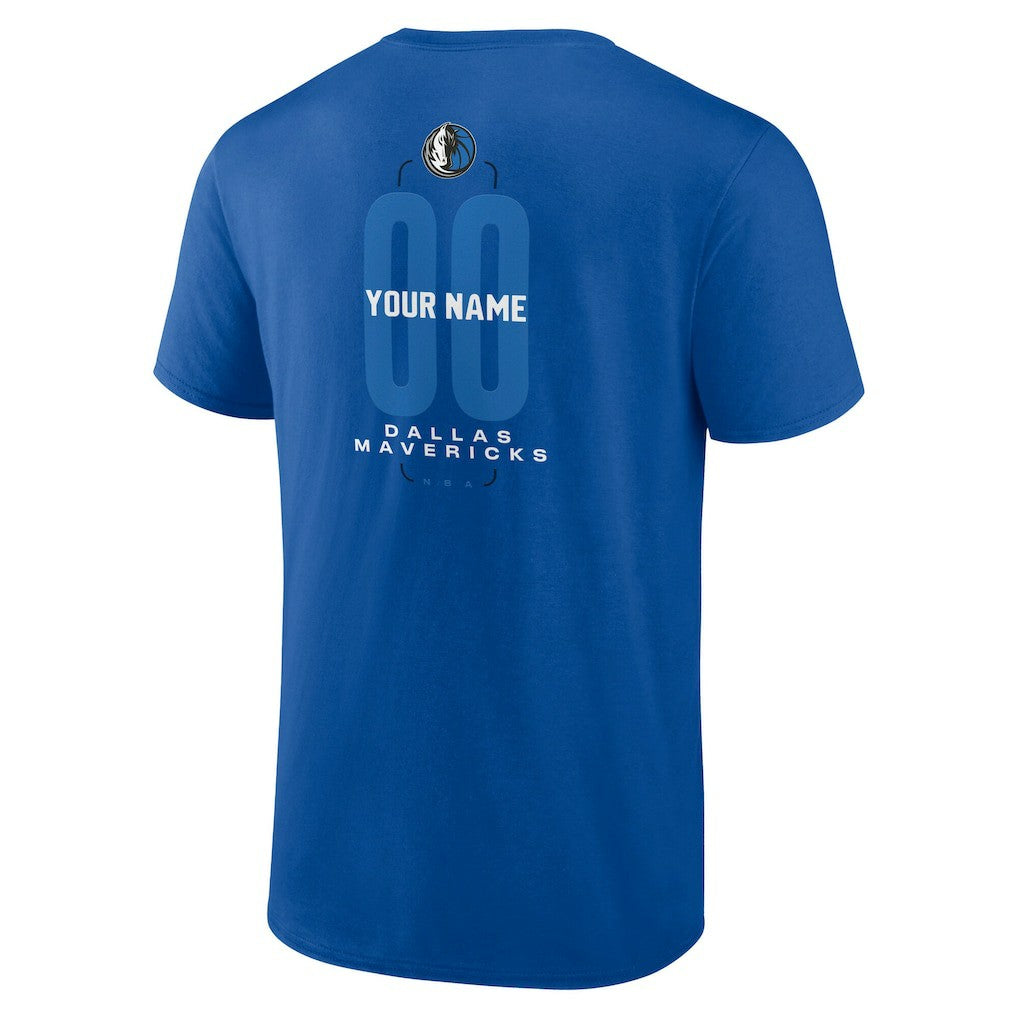 NBA - Dallas Mavericks Center Court Name & Number Custom T-Shirt - Blue