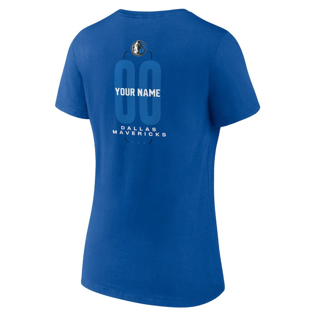 NBA - Dallas Mavericks Women's Center Court Name & Number Custom V-Neck T-Shirt - Blue