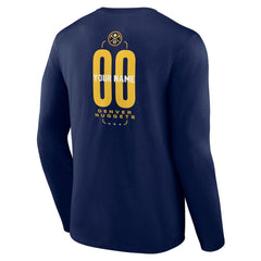 NBA - Denver Nuggets Center Court Name & Number Custom Long Sleeve T-Shirt - Navy