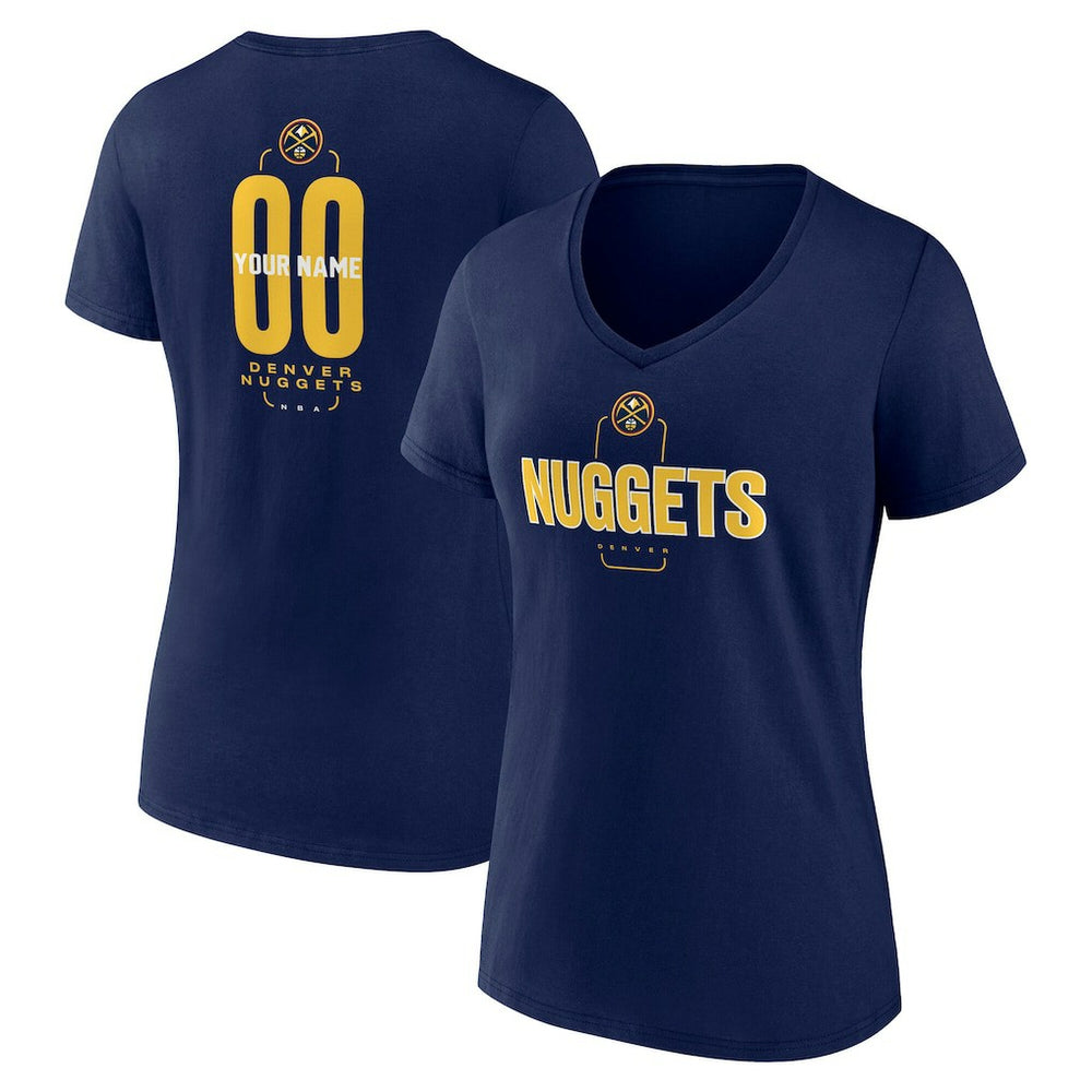 NBA - Denver Nuggets Women's Center Court Name & Number Custom V-Neck T-Shirt - Navy